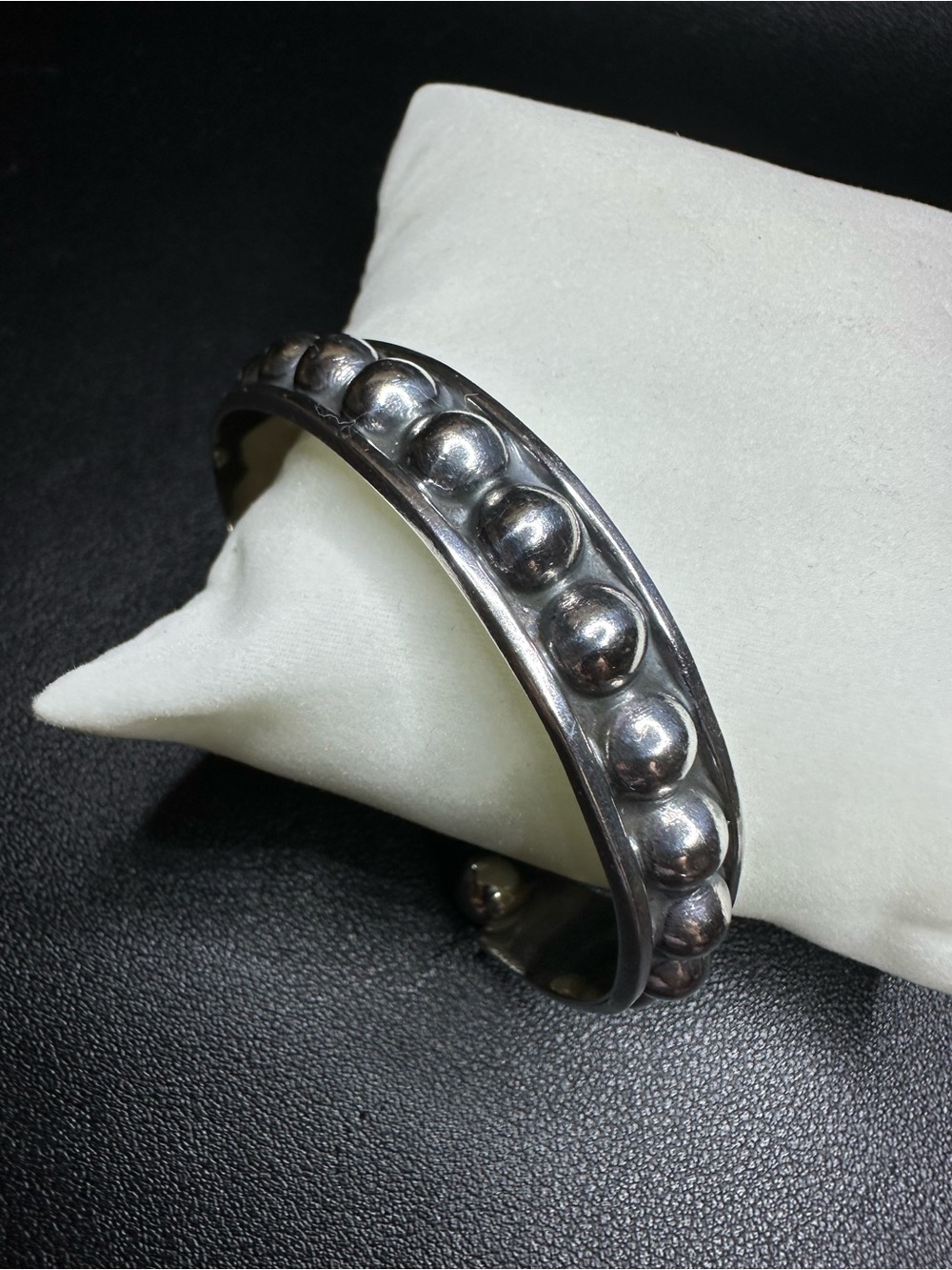 Vintage 925 Sterling Silver Mexican Bubble Bead Cuff Bracelet